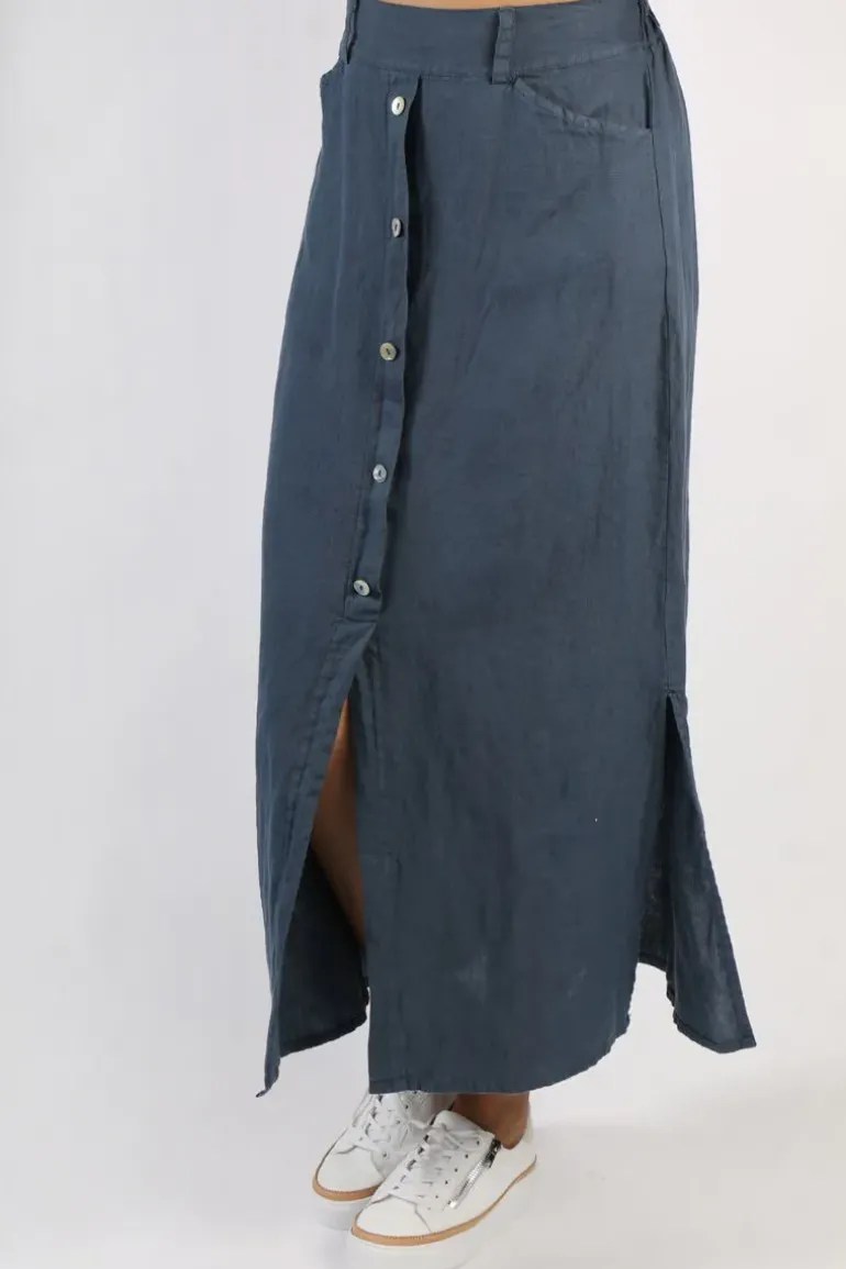 Blueberry Midi Straight Skirt In Navy