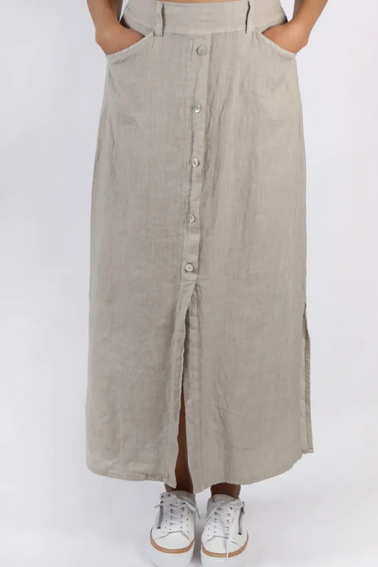 Blueberry Midi Straight Skirt In Beige