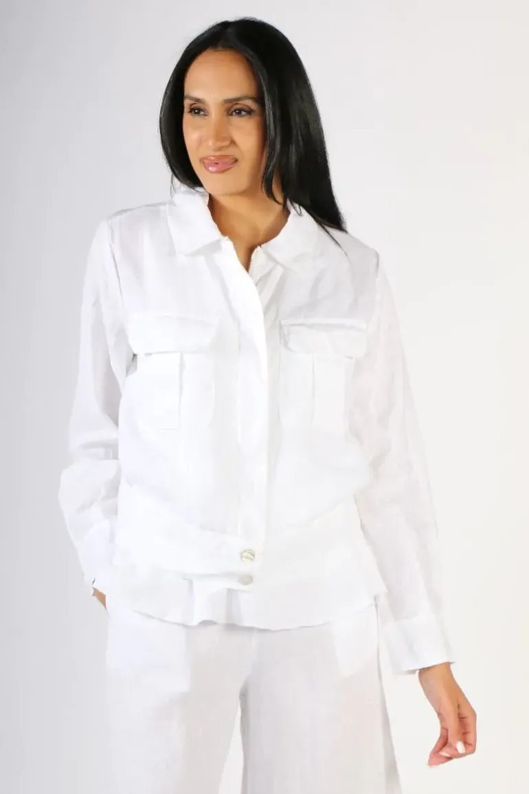 Blueberry Military Jacket In White