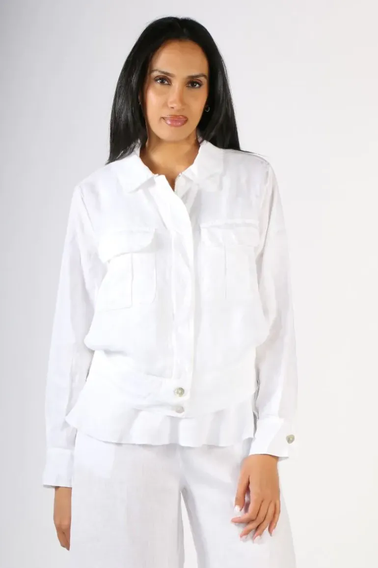 Blueberry Military Jacket In White