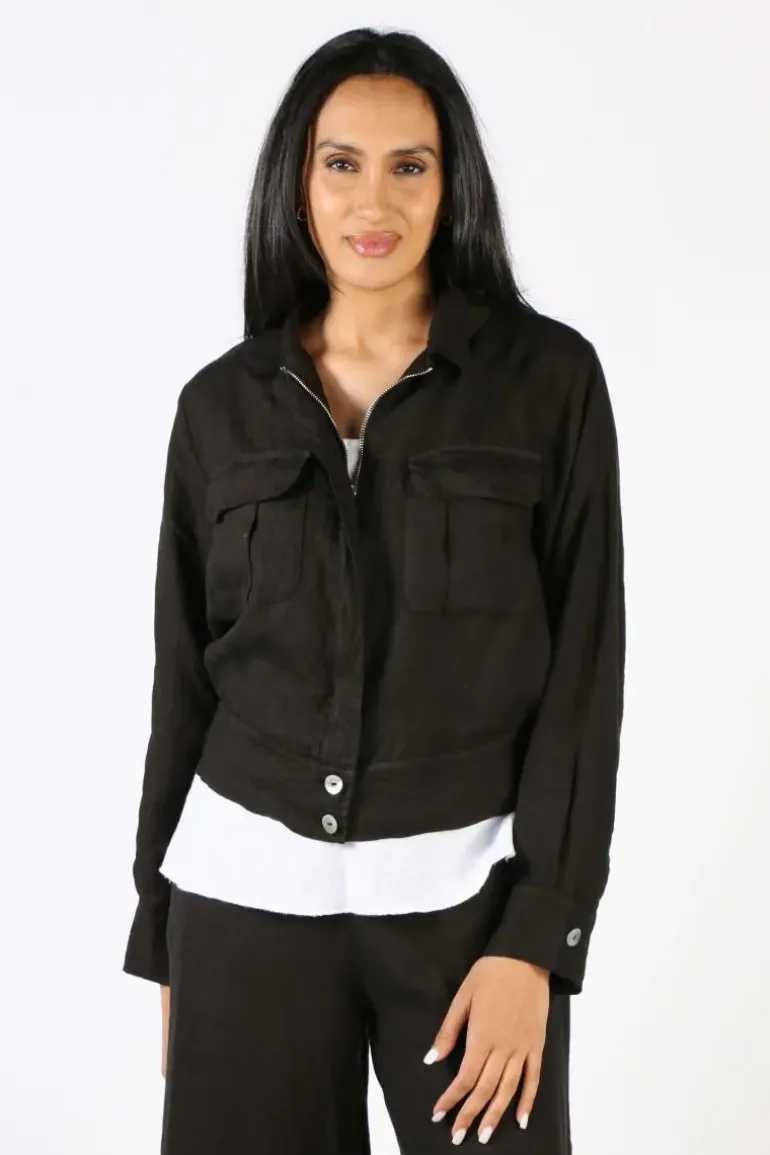 Blueberry Military Jacket In Black