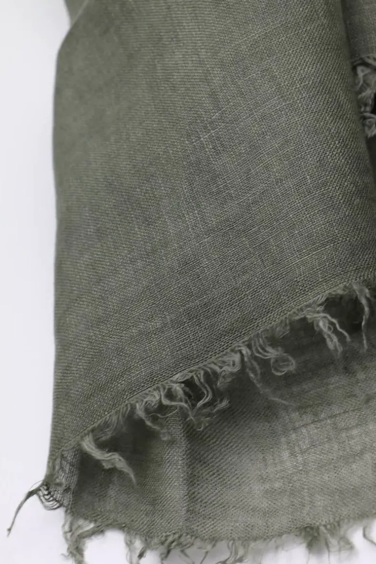 Blueberry Organic Linen Scarf In Khaki