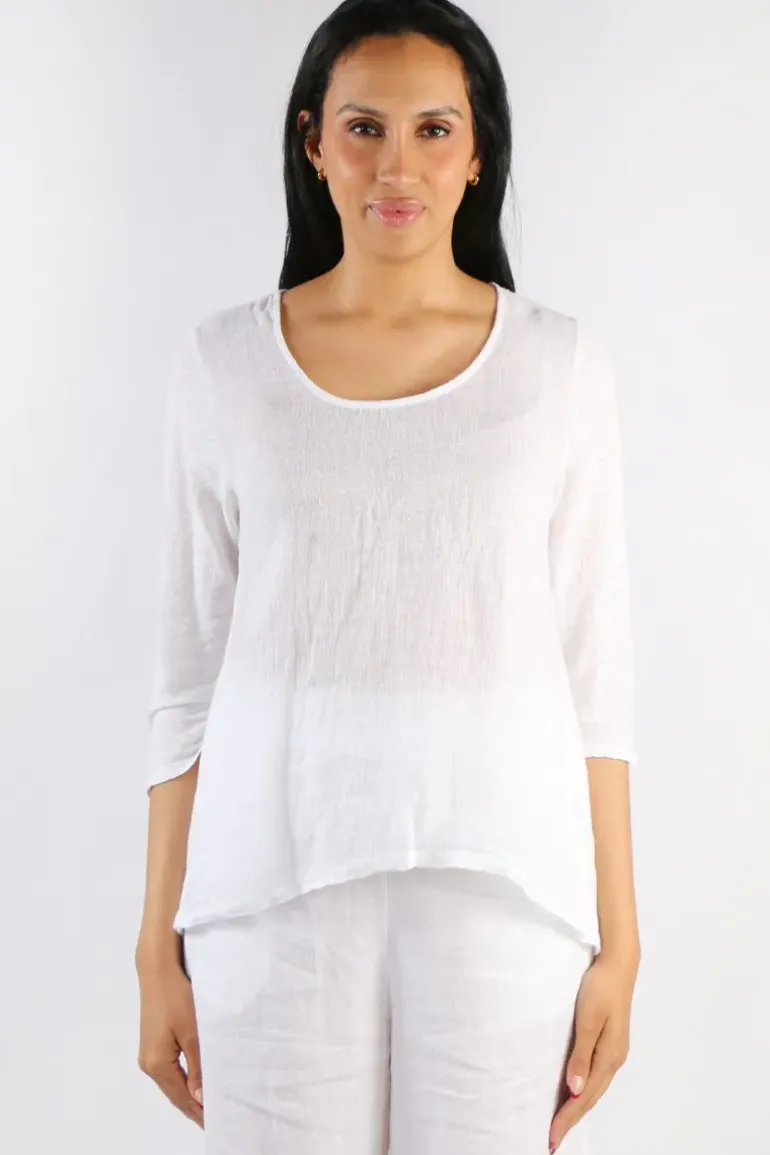 Blueberry Round Neck Top In White