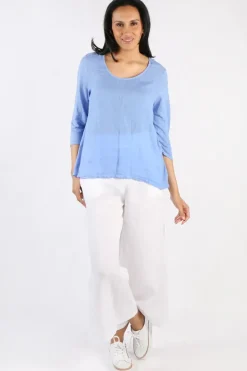 Blueberry Round Neck Top In Cornflower