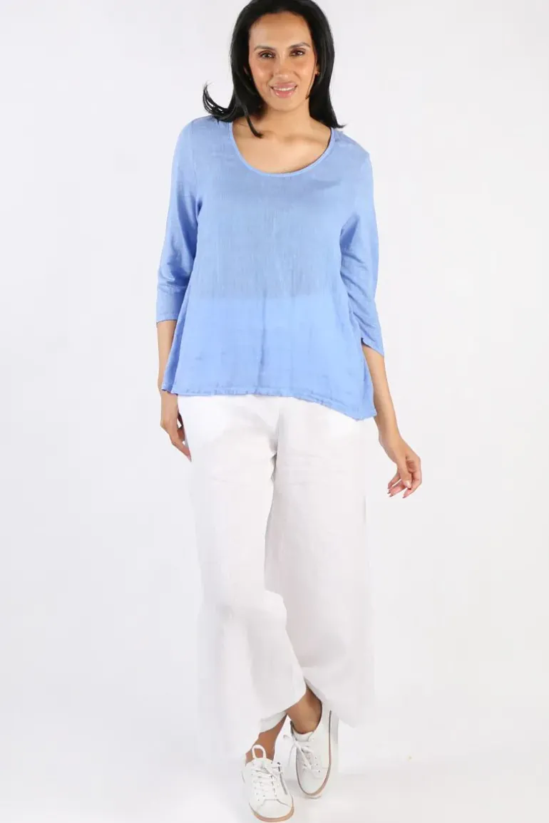 Blueberry Round Neck Top In Cornflower