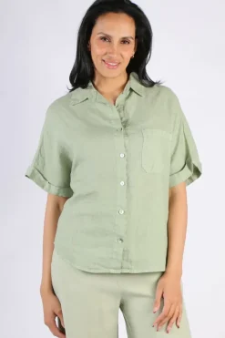 Blueberry Short Sleeve Shirt In Sage