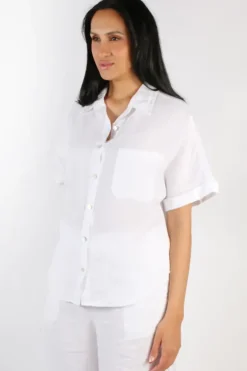Blueberry Short Sleeve Shirt In White