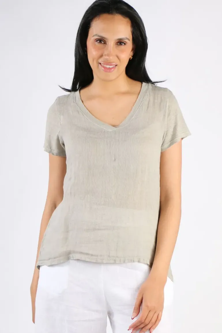 Blueberry Tee Top In Beige
