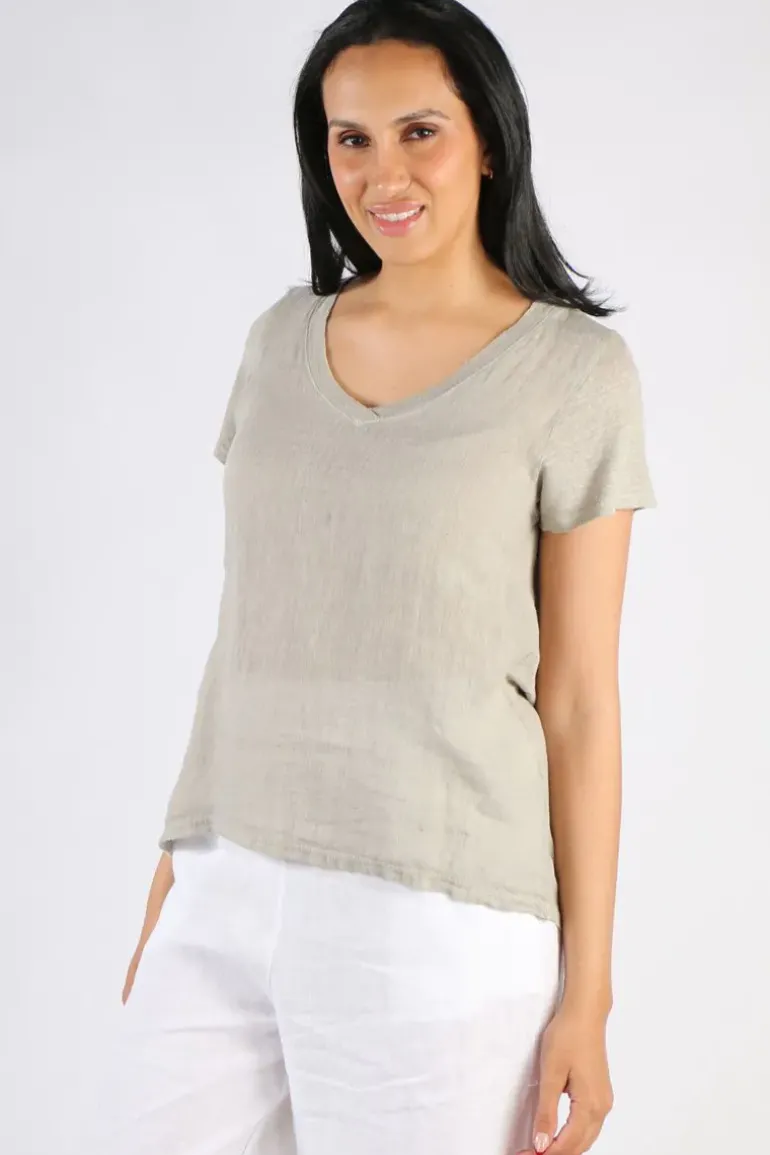 Blueberry Tee Top In Beige