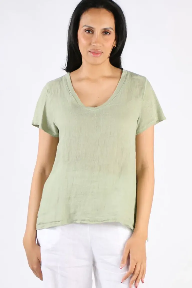 Blueberry Tee Top In Sage