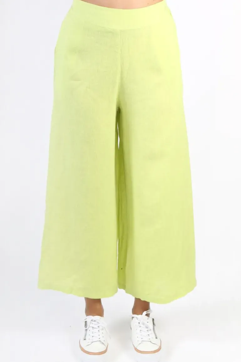 Blueberry Wide Leg Palazzo In Lime
