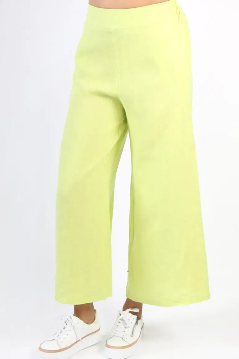 Blueberry Wide Leg Palazzo In Lime