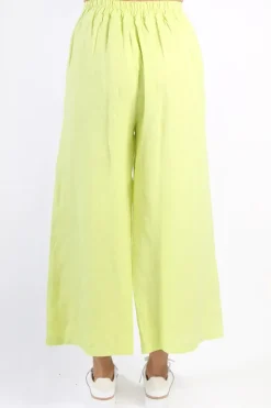 Blueberry Wide Leg Palazzo In Lime