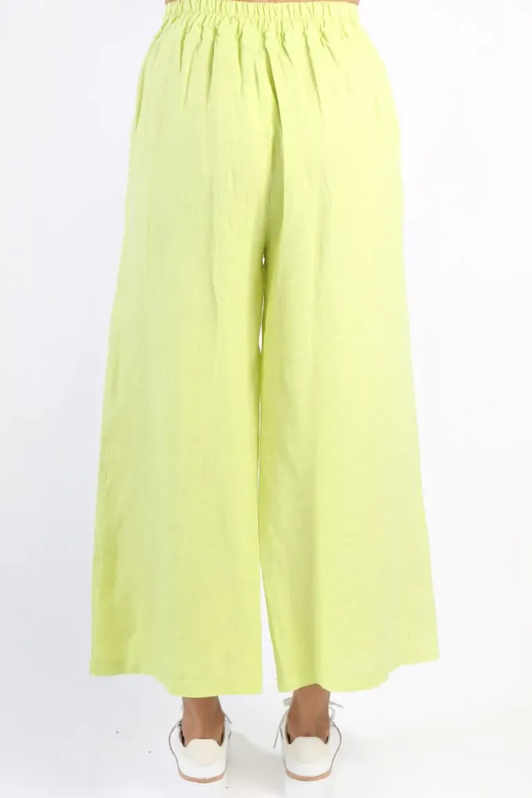 Blueberry Wide Leg Palazzo In Lime