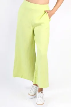 Blueberry Wide Leg Palazzo In Lime