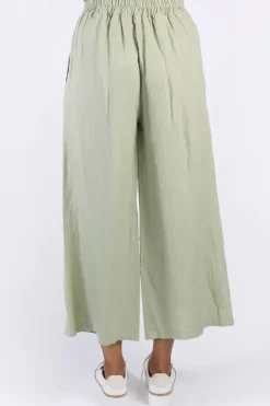 Blueberry Wide Leg Palazzo In Sage