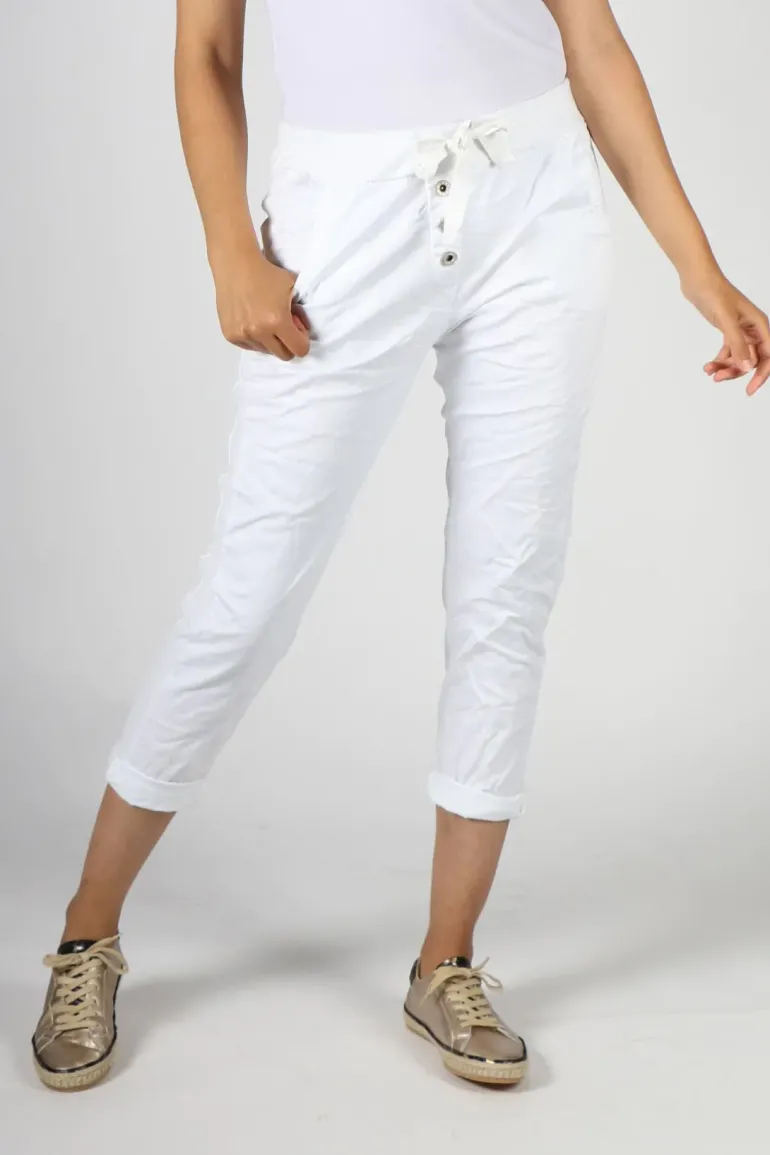 Bohemia Button Jogger In White
