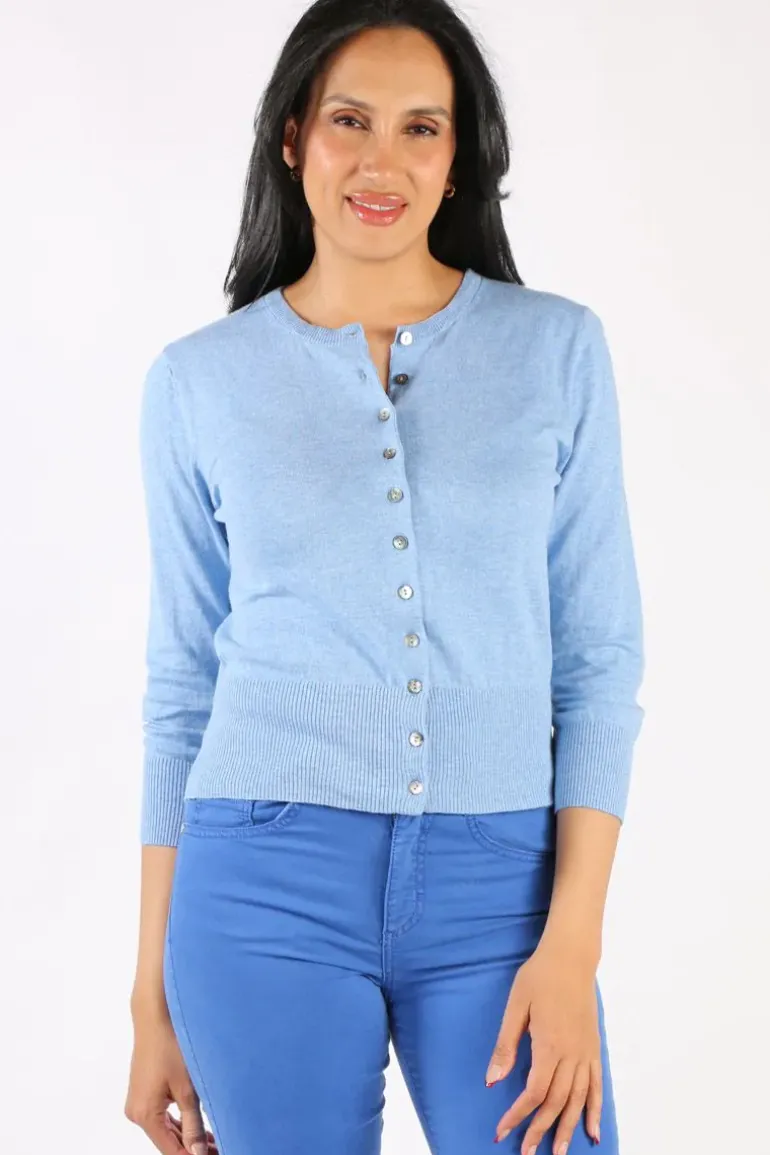 Bridge And Lord Cashmere Blend Cardi In Chambray