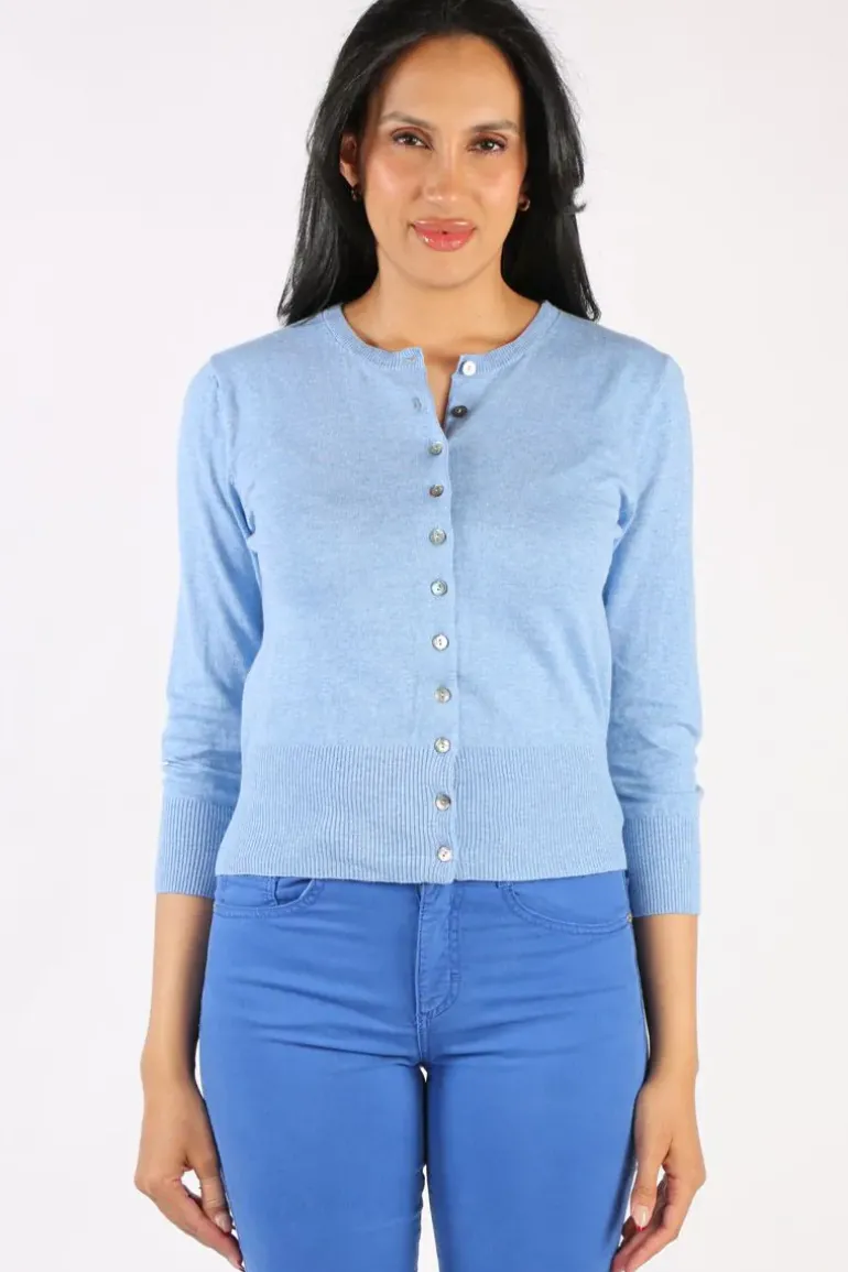 Bridge And Lord Cashmere Blend Cardi In Chambray