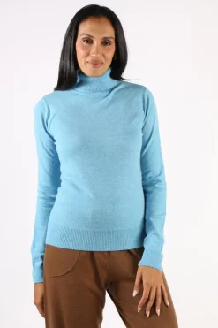 Bridge And Lord Essential Polo Neck Rosie Jumper In Blue