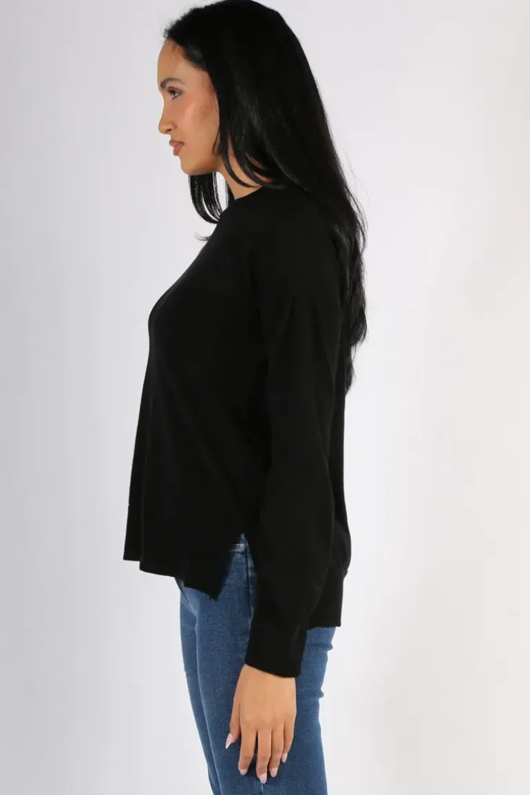 Bridge And Lord Relaxed Crew Neck Jumper In Black