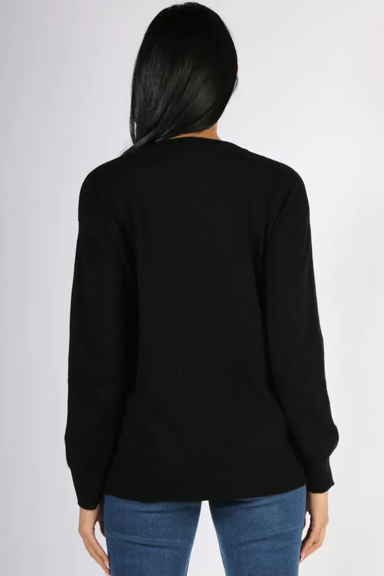 Bridge And Lord Relaxed Crew Neck Jumper In Black