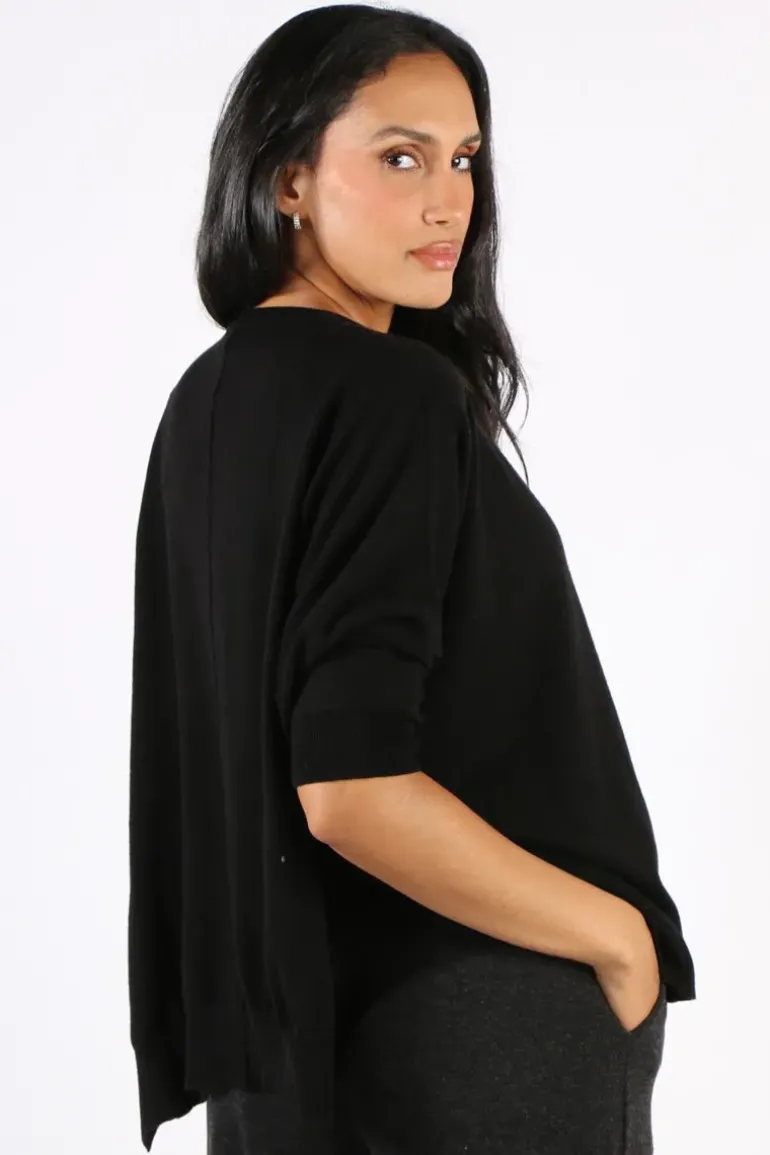 Bridge And Lord Vee Poncho Pullover In Black