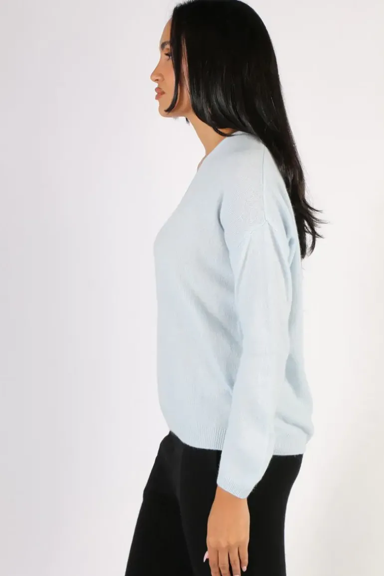 C & Co Boyfriend Jumper In Pale Blue