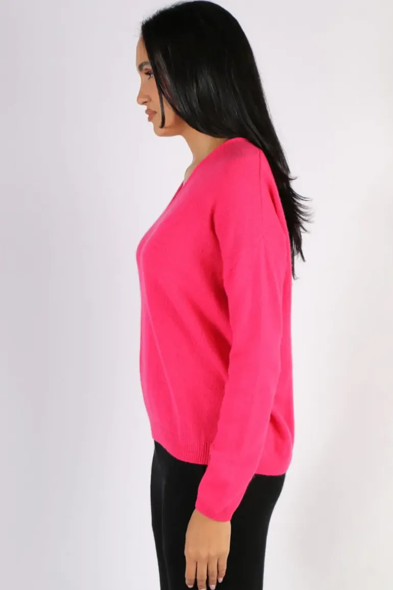 C & Co Boyfriend Jumper In Hot Pink