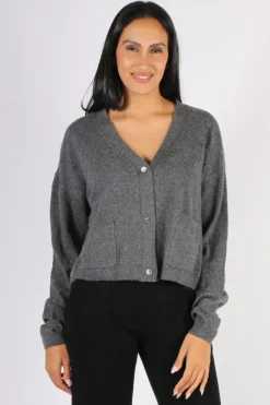 C & Co Crop Cardi In Charcoal