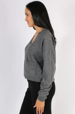 C & Co Crop Cardi In Charcoal