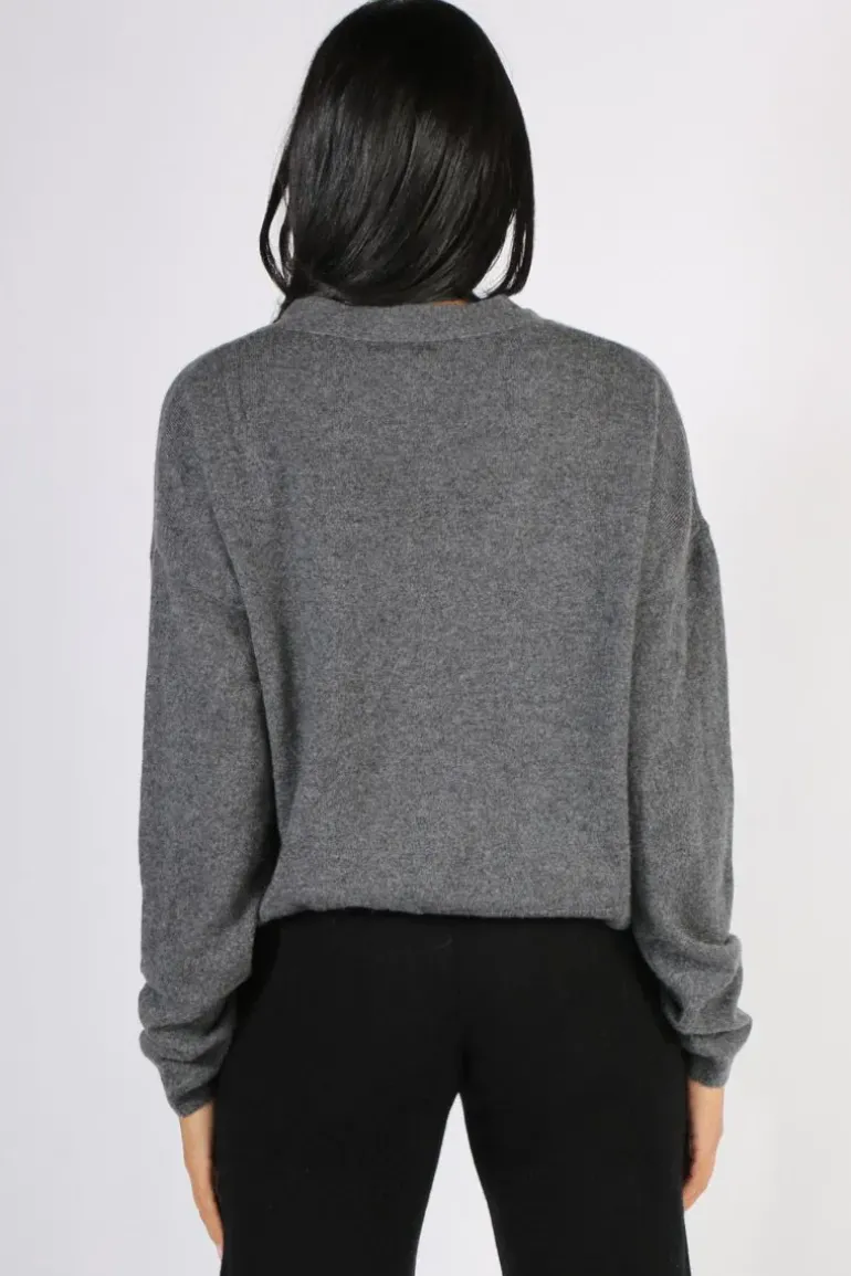 C & Co Crop Cardi In Charcoal