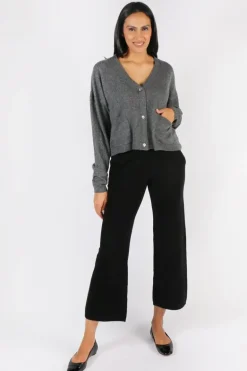 C & Co Crop Cardi In Charcoal