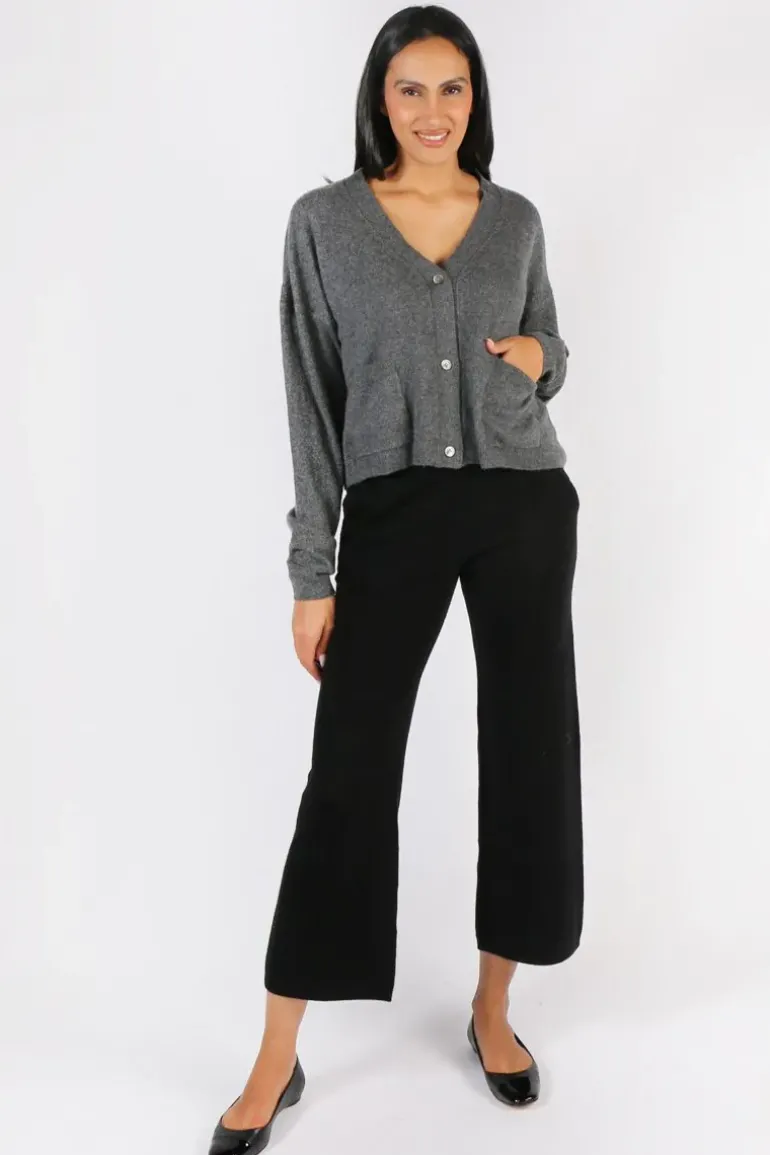 C & Co Crop Cardi In Charcoal