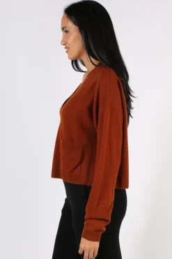 C & Co Crop Cardi In Chocolate