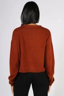 C & Co Crop Cardi In Chocolate
