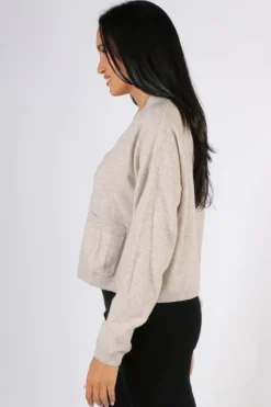 C & Co Crop Cardi In Oatmeal