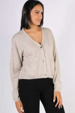 C & Co Crop Cardi In Oatmeal