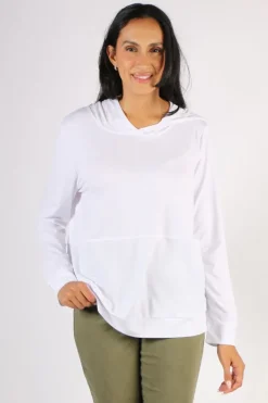 Clarity Cameron Hood Top In White