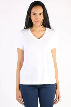 Classic V Neck Tee By Jump In White