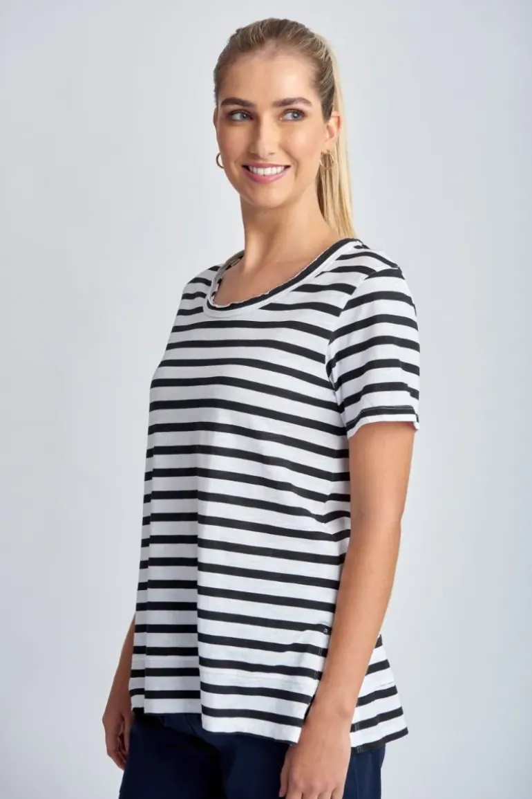 Cloth Paper Scissor Slub Stripe Tee In Black