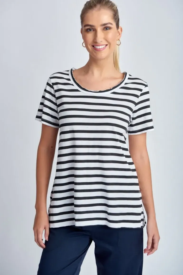 Cloth Paper Scissor Slub Stripe Tee In Black