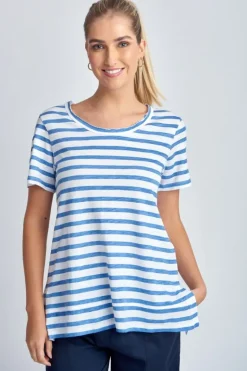 Cloth Paper Scissor Slub Stripe Tee In Blue