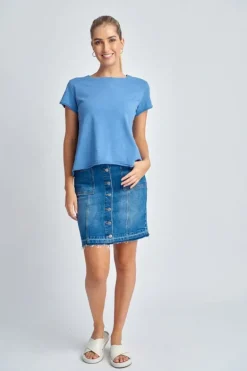 Cloth Paper Scissor Slub Crew Tee In Blue