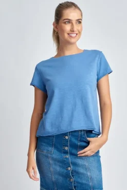 Cloth Paper Scissor Slub Crew Tee In Blue
