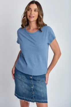 Cloth Paper Scissors Cap Sleeve Tee In Blue