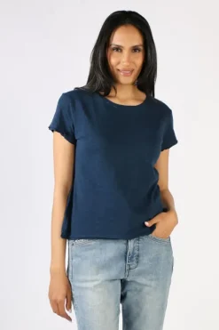 Cloth Paper Scissors Crop Tee In Navy