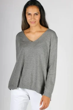 Cloth Paper Scissors V Neck Jumper In Grey