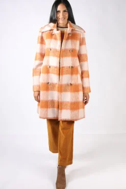 Cooper Double Scoop Coat In Orange