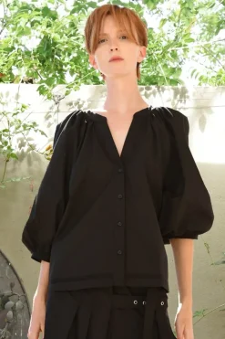 Cooper Love Gathers Top In Black